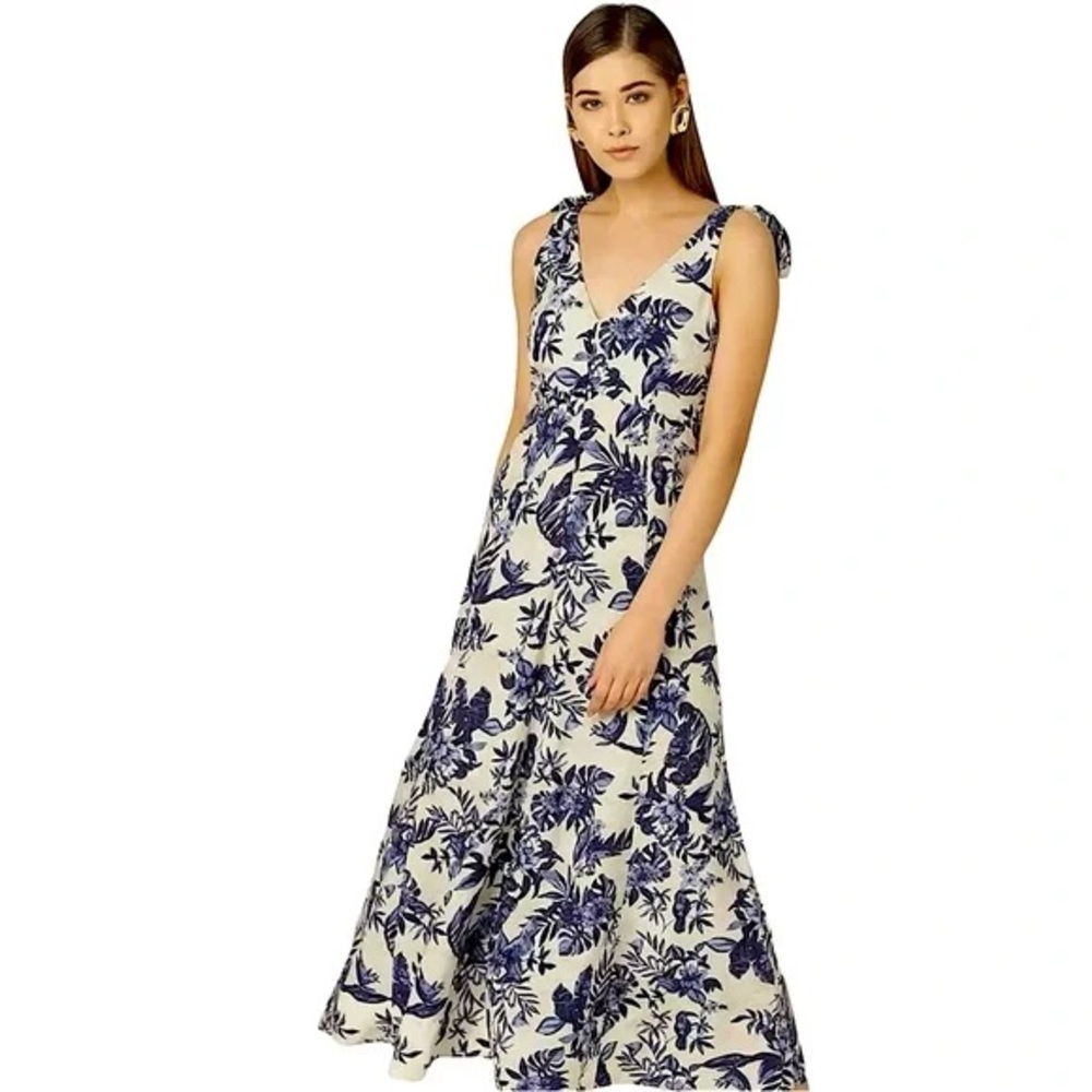 Mango Blue Floral Long Sleeve Dress